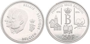 Belgium, Kingdom, Albert II, 250 Francs Silver 1996, 20th Anniversary of the King Baudouin Foundation, Morin 972, UNC
