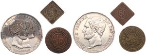 Belgium, Kingdom, Small lot with 3 different older scarcer coins in nice grades : Gent 50 Centimes 1915, Gent 1 Franc 1915 & Belgium 5 Francs 1853 Marriage...