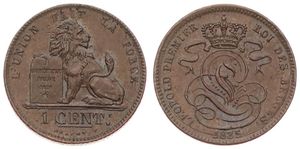 Belgium, Kingdom, Leopold I, 1 Centime Copper 1835, Seated lion with tablet, Morin 115, XF