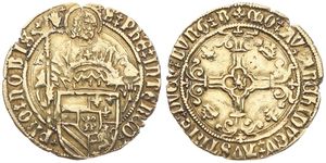 Burgundy, Charles V, 1 Philippusgulden Gold ND (1506-1555), Saint Philippus with crowned arms within circle / Large cross with mintmaster sign in centre, VH 200.AN - Antwerp, VF (*)