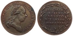 Austrian Netherlands, Leopold II, Medal in Copper 1791, Hommage of Belgium towards Leopold II, Laureate head right / Legend in 5 lines within wreath, XF