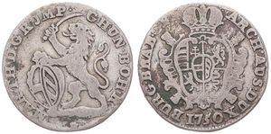 Austrian Netherlands, Maria Theresia, 1 Escalin Silver 1750(h), Rampant lion holding sword and shield, KM 4 Antwerp, A.VF
