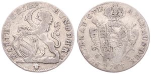 Austrian Netherlands, Maria Theresia, 1 Escalin Silver 1763(b), Rampant lion holding sword and shield, KM 15 Brussels, A.VF