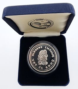 Belgium, Kingdom, Baudouin I, 5 Ecu Silver 1991, 11th International Numismatic Congress - Charlemagne, Morin M/EC24, PROOF in original box