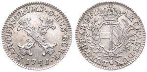 Austrian Netherlands, Maria Theresia, 10 Liards Silver 1751(h), Crowned arms within wreath, KM 12 Antwerp, XF