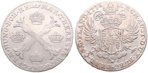 Austrian Netherlands, Maria Theresia, 1 Kronenthaler Silver 1778(b), Crowned imperial double headed eagle, KM 21 Brussels, VF