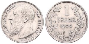 Belgium, Kingdom, Leopold II, 1 Franc Silver 1904FL, Bearded head left, Morin 199, A.XF