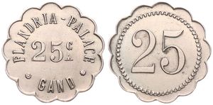 Belgium, Kingdom, Gand, Jeton in Copper-Nickel ND, 25 Centimes / 25 c. Flandria - Palace Gand, XF