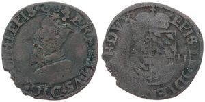 Liege, Bishoperic, Ernest, 1 Liard Copper 1611, Capped bust of Ernest left / Crowned arms divide date, KM 15, Good