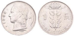 Belgium, Kingdom, Baudouin I, 1 Franc Copper-Nickel 1962FR, Head of Ceres left, Morin 614, SCARCE VARIETY WITH DOUBLE DATE & DOUBLE ENGRAVERS NAME, VF