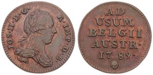 Austrian Netherlands, Joseph II, 1 Liard Copper 1789(b), Laureate bust right, KM 30 Brussels, XF