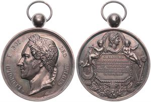 Belgium, Kingdom, Leopold I, Medal in White metal 1849 by L. Wiener, Concours de chant d'ensemble à Bruxelles, Laureate head of Leopold I left / Allegorical scene, XF