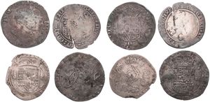 Spanish Netherlands, Mixed Reigns, Very good lot with 4 different ancient silver circulation type coins from the Spanish Netherlands in various grades including special items...