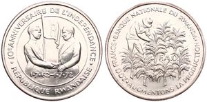 Rwanda, Republic, 200 Francs Silver 1972, F.A.O. - 10th Anniversary of Independence, KM 11, UNC