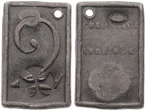 Belgium, Kingdom, Brugge (St. Salvatorkerk), Token (2) in Lead for the poor ND (ca 1800), Aanwezigheidspenning voor het bijwonen van de Catechismuslessen, VF