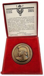 Belgium, Kingdom, Leopold III, Medal in Bronze 1935, Tweede Nationale Arbeids Tentoonstelling, Bust of Athena with Corinthian helmet left / Legend in 8 lines, A.UNC       