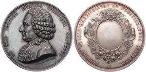 Belgium, Kingdom, Leopold I, Medal in Silver ND (1847) by J. Würden, Societé Royale Linnéenne de Bruxelles, Bust of Minister Rogier left / Shield with flowers, Type I, A.UNC