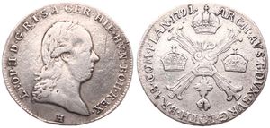 Austrian Netherlands, Leopold II, 1/4 Kronenthaler Silver 1791H, Laureate bust right, KM 40 Gunzburg, A.VF (slightly cleaned)