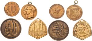 Belgium, Kingdom, Leopold III, Good lot with 4 different Medals & Tokens 1935, Exposition Universelle et Internationale de Bruxelles, VF/XF