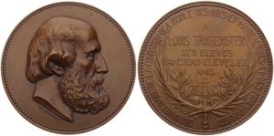 Belgium, Kingdom, Leopold II, Medal in Bronze ND (ca 1890) by Ed. Geerts, Liege, Engineer Louis Trasenster, Bearded head right / Legend in 6 lines LG within wreath, A.UNC
