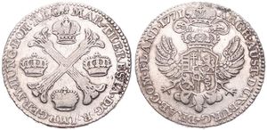 Austrian Netherlands, Maria Theresia, 1/2 Kronenthaler Silver 1771(b), Floriated cross with crowns at angles / Crowned imperial double headed eagle, KM 19 Brussels, VF