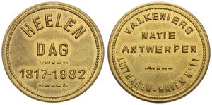Belgium, Kingdom, Antwerpen - Harbour, Token (good for :) Heelen Dag Brass 1817-1982 from the Valkeniers Natie, Luithagen - Haven N.11 Antwerpen, XF
