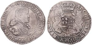 Spanish Netherlands, Philip IV, 1 Ducaton Silver 1665, Bust right within circle / Crowned arms with lion supporters, VH 642.AN - Antwerp, A.VF