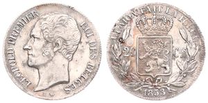 Belgium, Kingdom, Leopold I, 20 Centimes Silver 1853, Bare head left, Morin 59, XF/AU