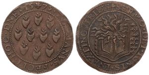 Spanish Netherlands, Philip II, Token in Copper 1575, Ban on the Catholic religion : Sermo. Dei. Ignis. Inextingvibilis / Tva. Manvs. Fecit. Hoc. Dne, Dugniolle 2650, XF