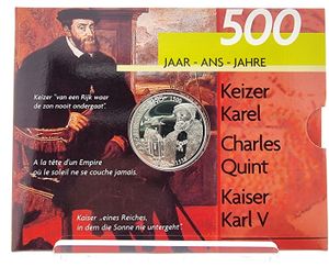 Belgium, Kingdom, Albert II, 500 Francs Silver 2000, 500 Years Charles V, Morin 996, PROOF in original packaging