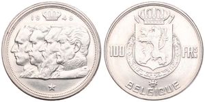 Belgium, Kingdom, Prince Charles, 100 Francs Silver 1949FR, Conjoined heads of four Kings, Morin 504, SCARCER KEY DATE, A.UNC