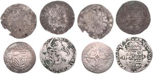 Spanish Netherlands, Mixed Reigns, Very good lot with 4 different ancient silver circulation type coins from the Spanish Netherlands in various grades including special items...