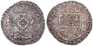 Spanish Netherlands, Albrecht & Isabella, 3 Stuivers Silver 1621, Floriated cross with mintmark in centre / Crowned arms within circle, VH 624.AN - Antwerp, VF 