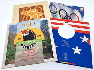Belgium, Kingdom, Albert II, Lot with 4 Official Annual Mint Sets 1993, 1994, 1995 & 1996 FR+FL in original packaging, Morin M/MS18-21, UNC