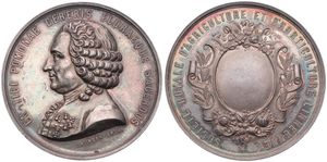 Belgium, Kingdom, Leopold I, Medal in Silver ND (1847) by J. Würden, Societé Royale Linnéenne de Bruxelles, Bust of Minister Rogier left / Shield with flowers, Type II, A.UNC
