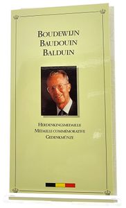Belgium, Kingdom, Albert II, Medal in Silver 1993, In Memoriam King Baudouin I, Morin M/32, PROOF in original packaging