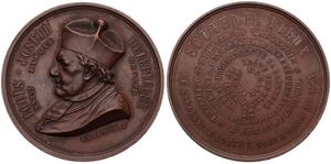 Belgium, Kingdom, Leopold I, Medal in Bronze 1864 by Ch. Baes, In Memory of Louis Joseph Delebeque- Bishop of Gand, Bust of the Bishop left / Legend in circle, XF