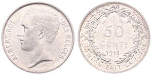 Belgium, Kingdom, Albert I, 50 Centimes Silver 1911FR, Head left, Morin 300, A.UNC