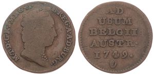 Austrian Netherlands, Maria Theresia, 1 Liard Copper 1749(h), Bust with pearl necklace right, KM 2 Antwerp, Fine