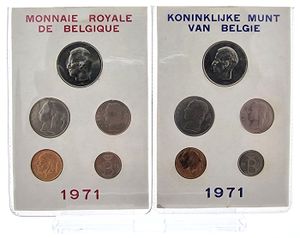 Belgium, Kingdom, Baudouin I, Official Annual Mint Set 1971 FR+FL (10) in original packaging, Morin M/MS2, UNC