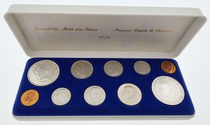 Belgium, Kingdom, Baudouin I, Official Annual Mint Set 1976 FR+FL (10) in original packaging, Morin M/MS7 including 2 x 250 Francs Silver, UNC