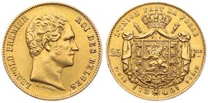 Belgium, Kingdom, Leopold I, 25 Francs Gold 1848, Small bare head right, Morin 1, RARE !, XF (slightly cleaned) (*)