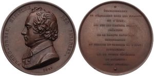 Belgium, Kingdom, Leopold I, Medal in Bronze 1851 by Jouvenel, Buste de Frere Orban, Ministre des Finances, A.UNC