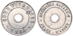 Belgium, Kingdom, Antwerpen, Token in Aluminum ND, Goed voor 1 KGR Brood / Mekanieke Bakkerij Jules d'Hoedt, VF