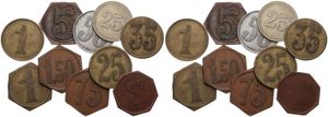 Belgium, Kingdom, Mixed Cities, Good lot with 10 different Jetons or Tokens in various denominations without city names, VF/XF