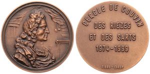 Belgium, Kingdom, Albert II, Medal in Red Copper 1999, 25th Anniversaire du Cercle Numismatique de Couvin, Bust right / Legend in 5 lines, GMJ E.389a, SCARCE, UNC