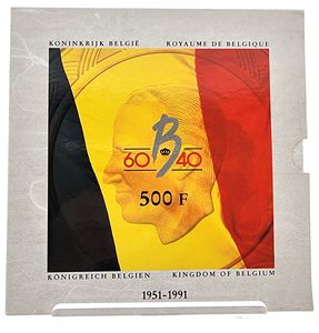 Belgium, Kingdom, Baudouin I, Official Annual SILVER Proof Set 1991 FR+FL+D (3) in original packaging, Morin M/PS6, PROOF