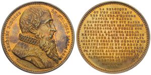 Belgium, Kingdom, Leopold I, Medal in Gilt Bronze ND (1848) by Jouvenel, Bust of Rembert Dodoens de Malines - Professor in the Medicines, Legend in 19 lines, A.UNC