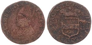 Liege, Bishoperic, Sede Vacante, 1 Liard Copper 1688, Bust of St. Lambert left / Crowned arms divide date, KM 95, Good