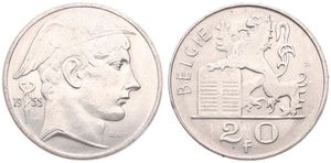 Belgium, Kingdom, Baudouin I, 20 Francs Silver 1955FL, Helmeted head of Mercurius right, Morin 550, SCARCE DATE !, A.UNC